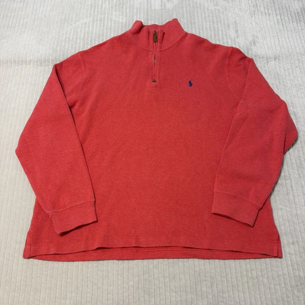 Polo Ralph Lauren 1/4 Zip Pullover Sweater Red XL Cotton Pony Logo